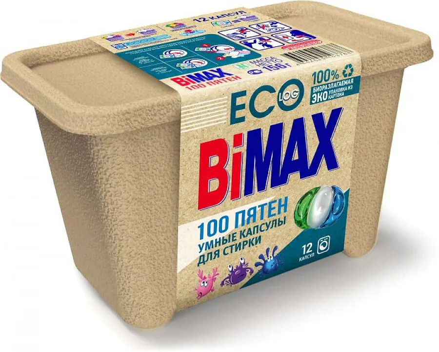 BIMAX 100 Пятен средство для стирки жидкое в капсулах 12 шт